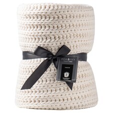 Fox & Ivy Cream Knitted Throw