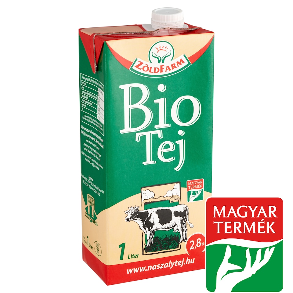 Zöldfarm UHT Semi-Fat Organic Milk 2,8% 1 l