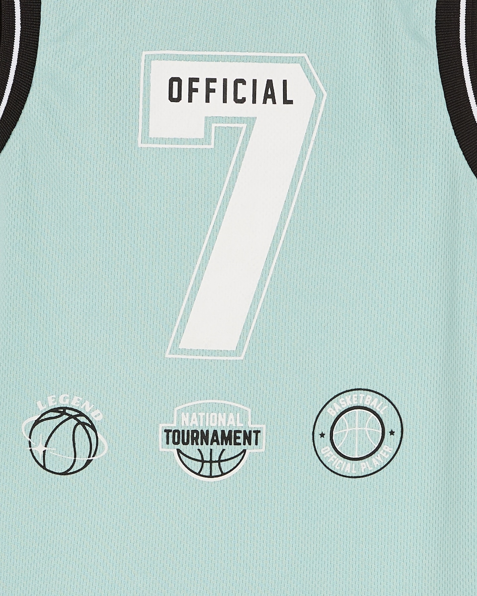 image 1 of F&F Boys Legend Basketball Vest and Shorts Set in Aqua