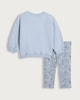 image 2 of F&F Baby 2-Piece Cotton Rich Floral Bow Sweatshirt and Leggings Set in Blue