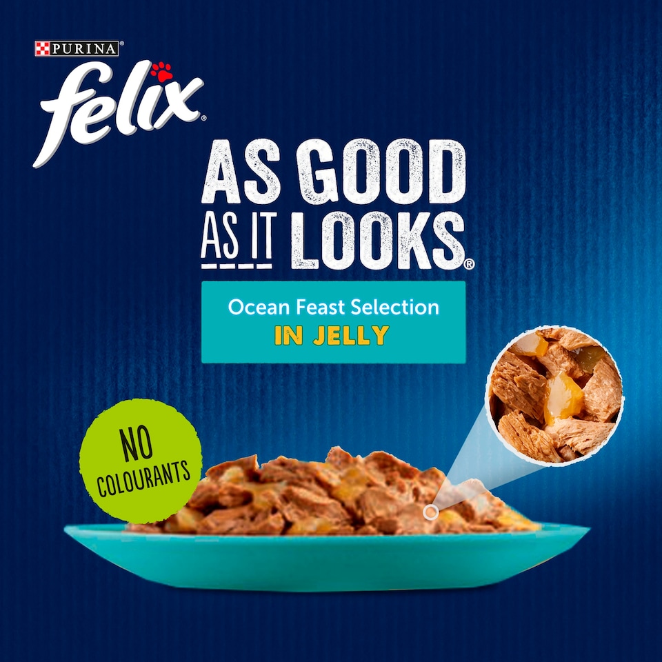image 1 of FELIX As Good As it Looks Ocean Feasts in Jelly Wet Cat Food 40x85g