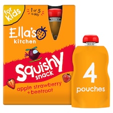 Ella's Kitchen Squishy Snack Apple Strawberry + Beetroot 3+ Years 4 x 100g