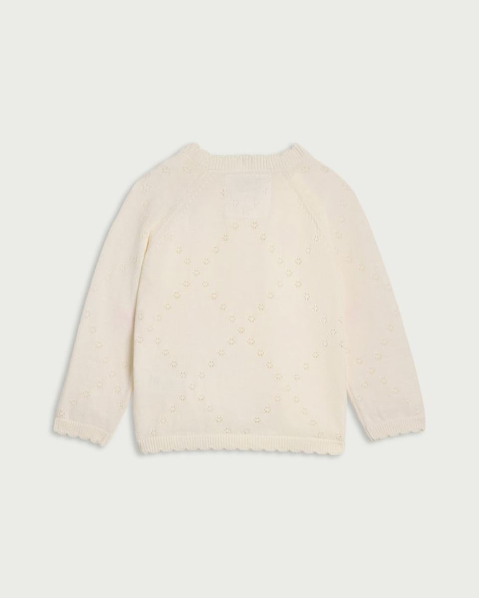 image 1 of F&F Baby Pure Cotton Bow Embroidered Cardigan in Cream
