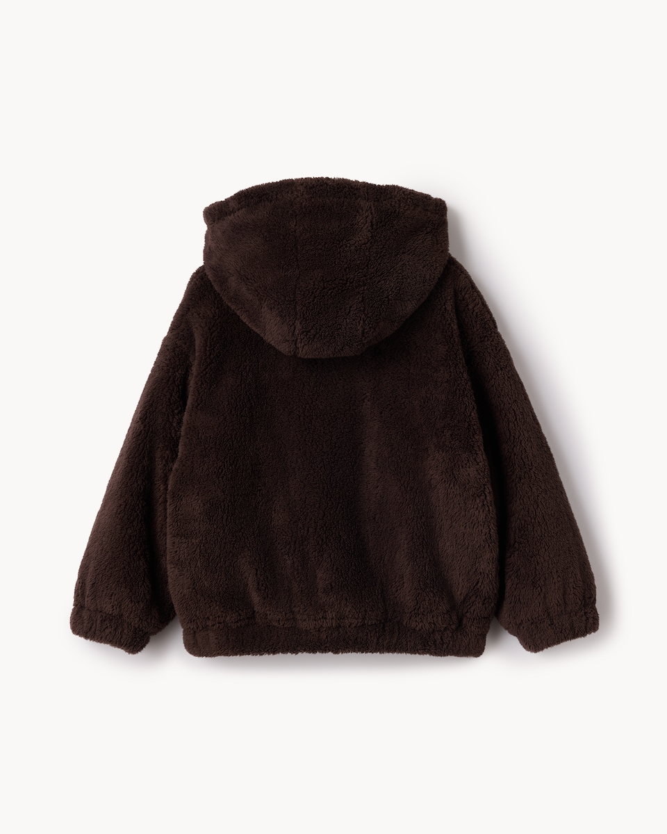 image 1 of F&F Girls Fleece Hooded Jacket in Brown