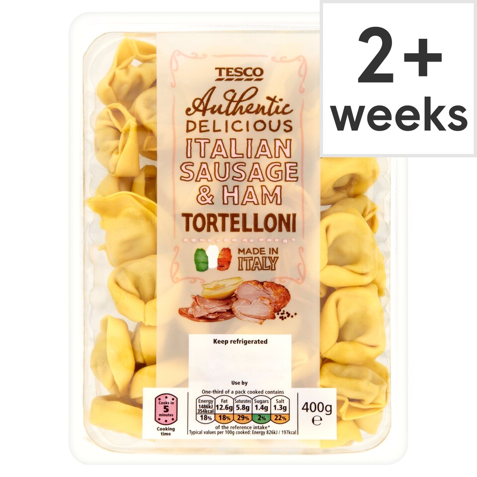 Tesco Italian Sausage And Ham Tortelloni 400G