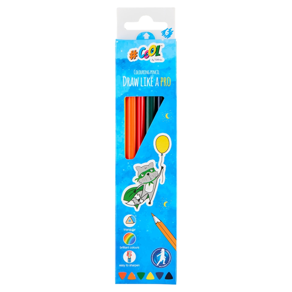 Cool by Victoria Draw Like A Pro háromszögletű színes ceruzakészlet 6 db