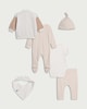 image 2 of F&F Baby 7-Piece Cotton Rich Striped Set in Med Nude
