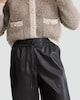 image 2 of The F&F Edit Faux Leather Wide Leg Drawstring Joggers in Brown