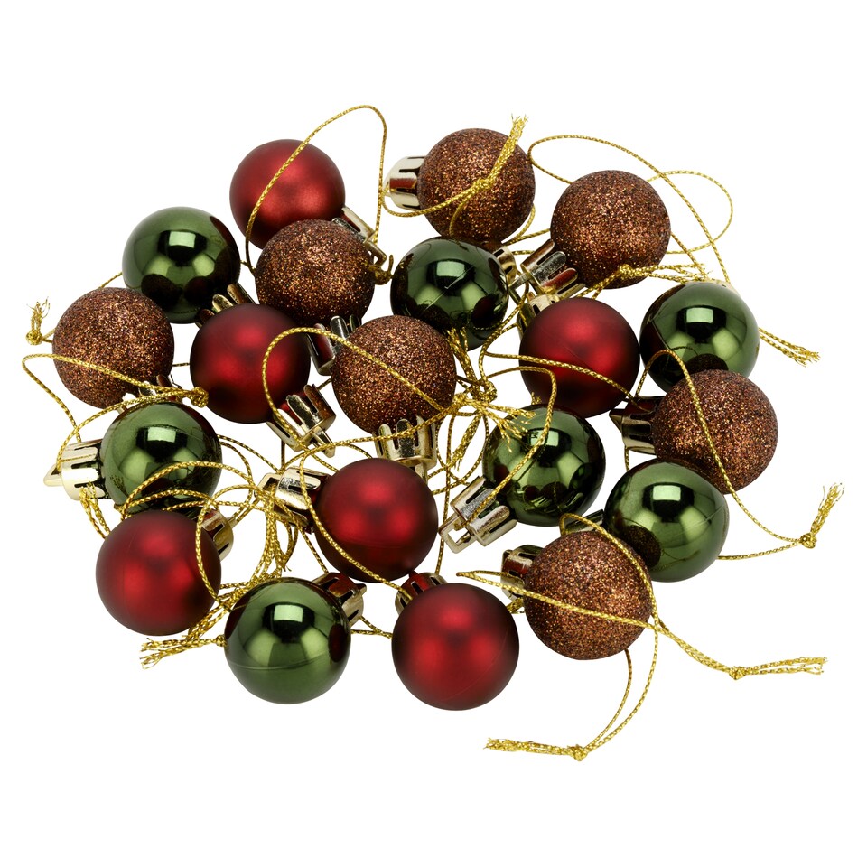 Tesco Traditional Mini Baubles 20 Pack