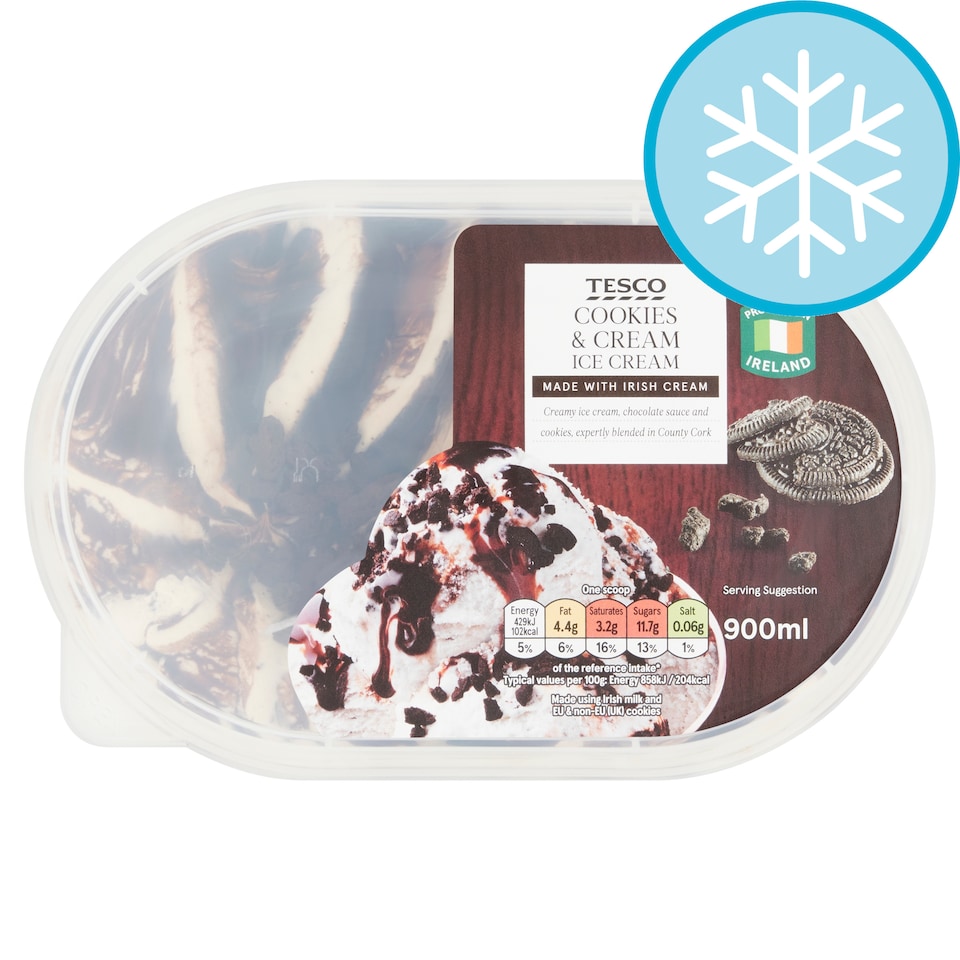 Tesco Cookies and Cream Ice Cream 900ml