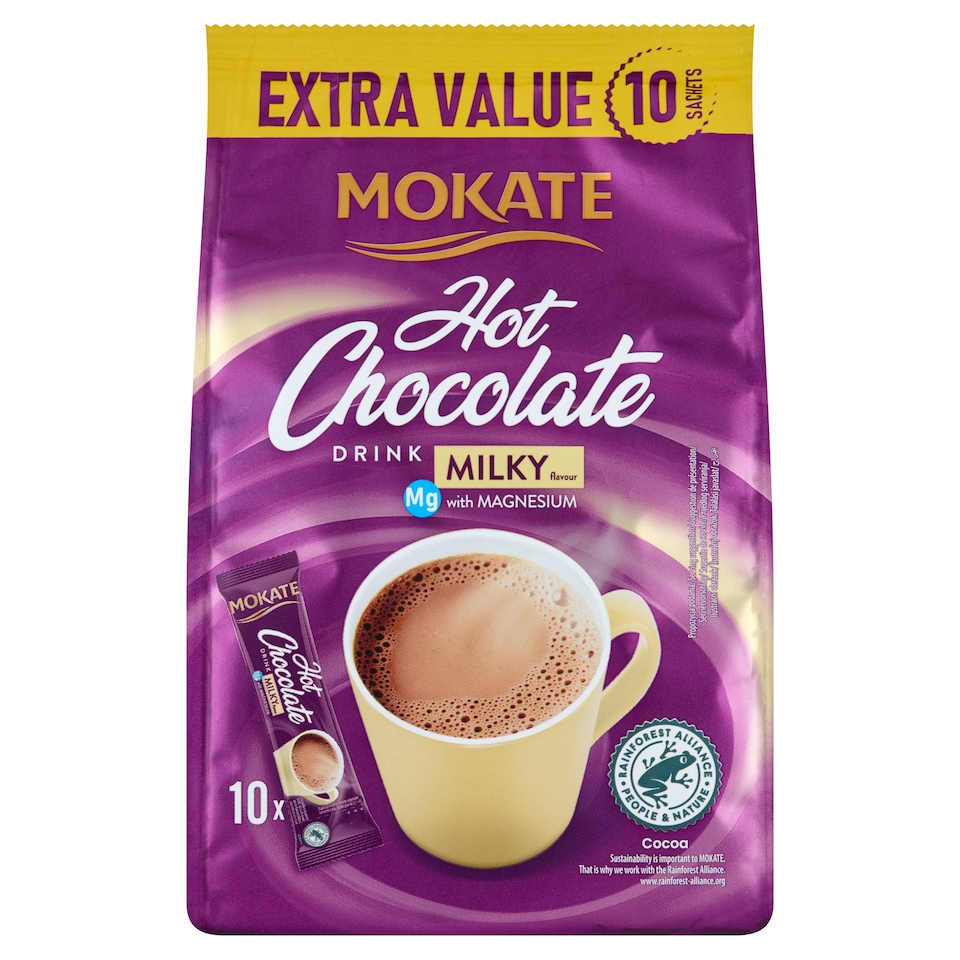 image 1 of Mokate Hot Chocolate Drink Milky Flavour with Magnesium 10 x 18g (180g)
