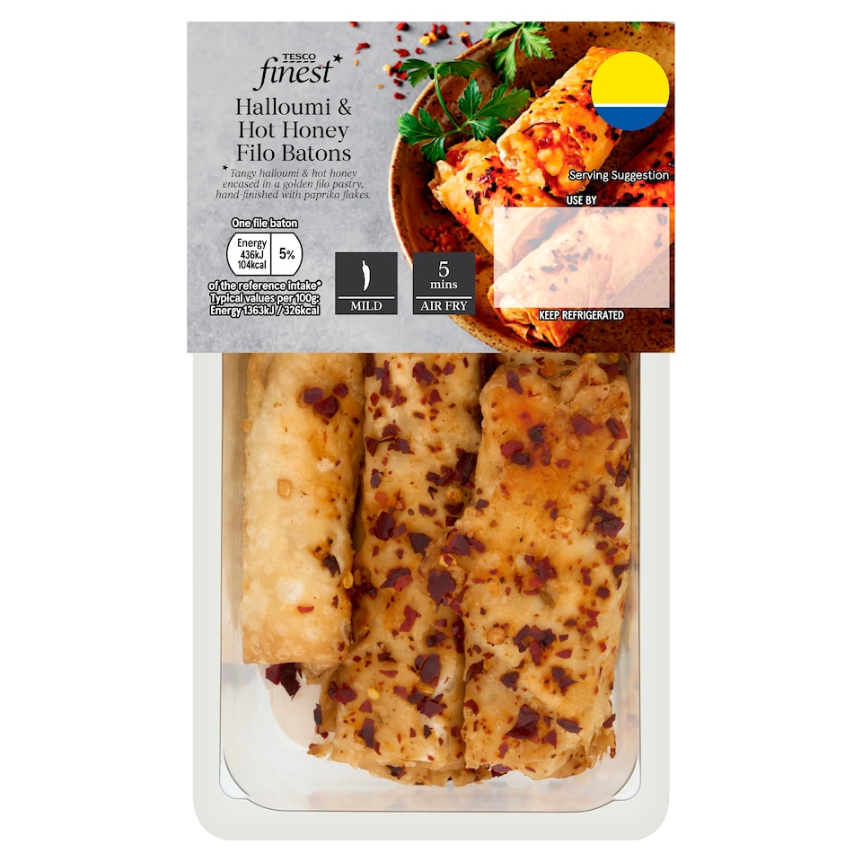 Tesco Finest Halloumi & Hot Honey Filo Batons 126G
