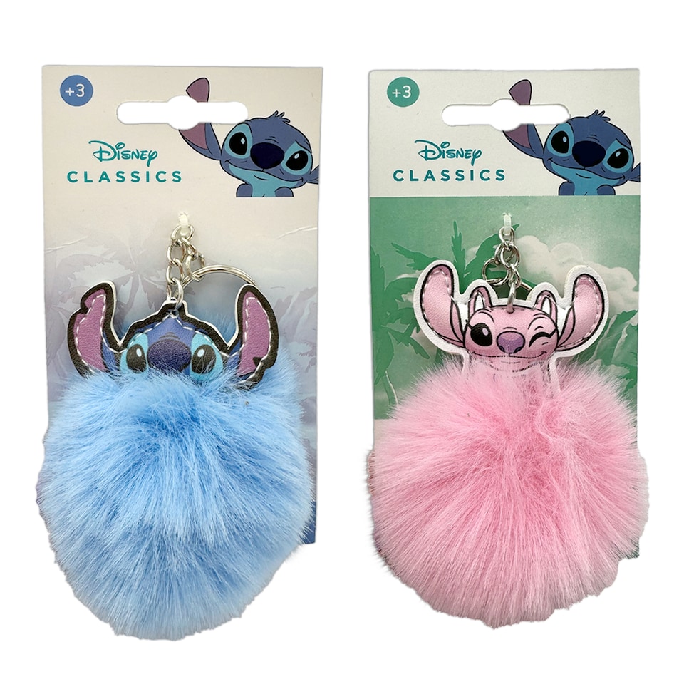 image 1 of Disney Stitch & Angel Fluffy Keyring Assortment Christmas Gift
