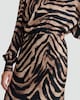 image 4 of F&F Satin Zebra Print Midi Skirt in Multi Brown