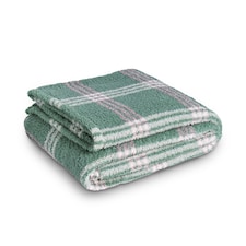 SILENTNIGHT GREEN CHECK FLEECE BED THROW