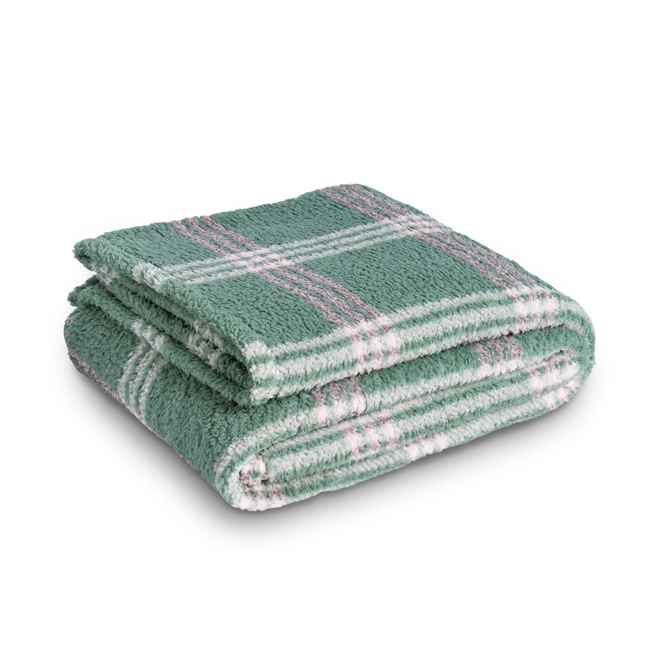 image 1 of SILENTNIGHT GREEN CHECK FLEECE BED THROW