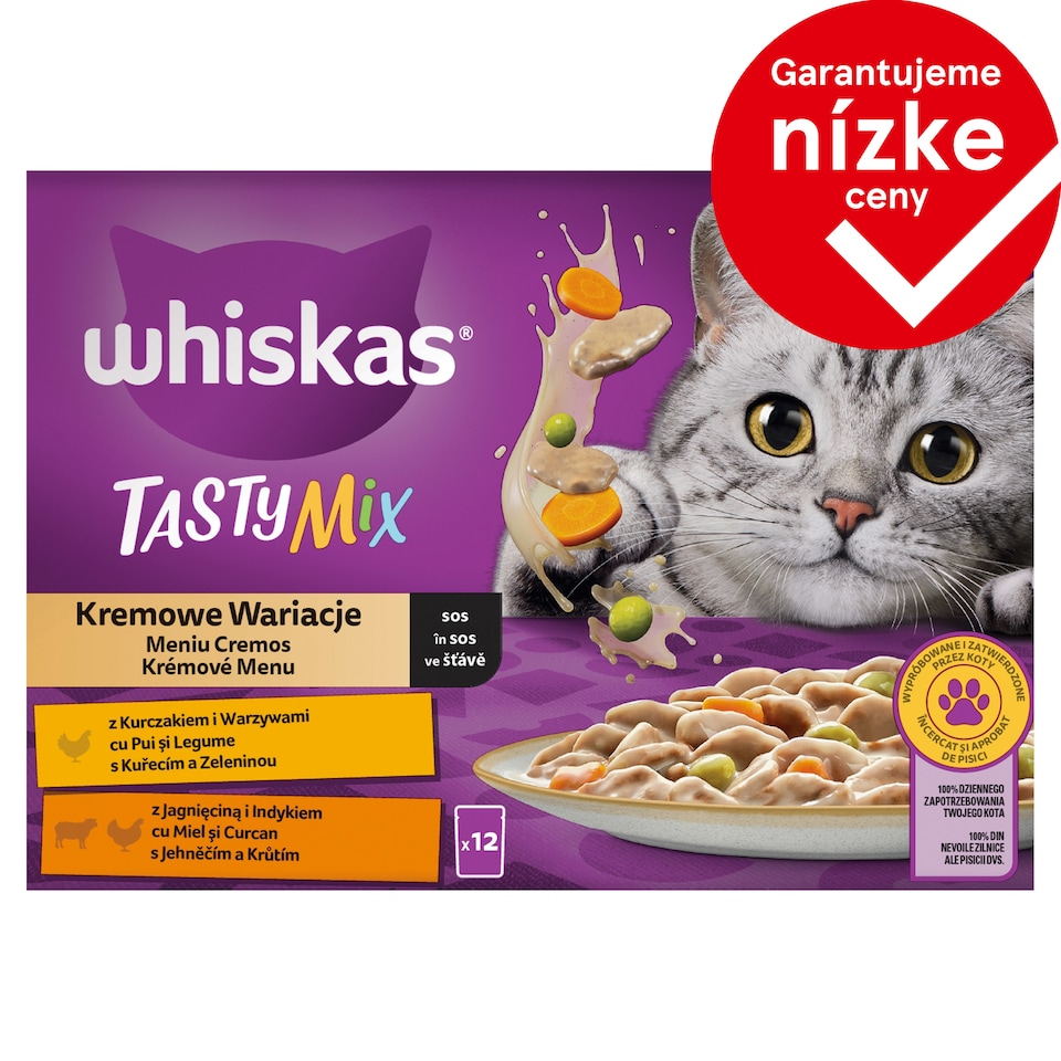 Whiskas Tasty Mix krémové menu v šťave 12 x 85 g (1,02 kg)