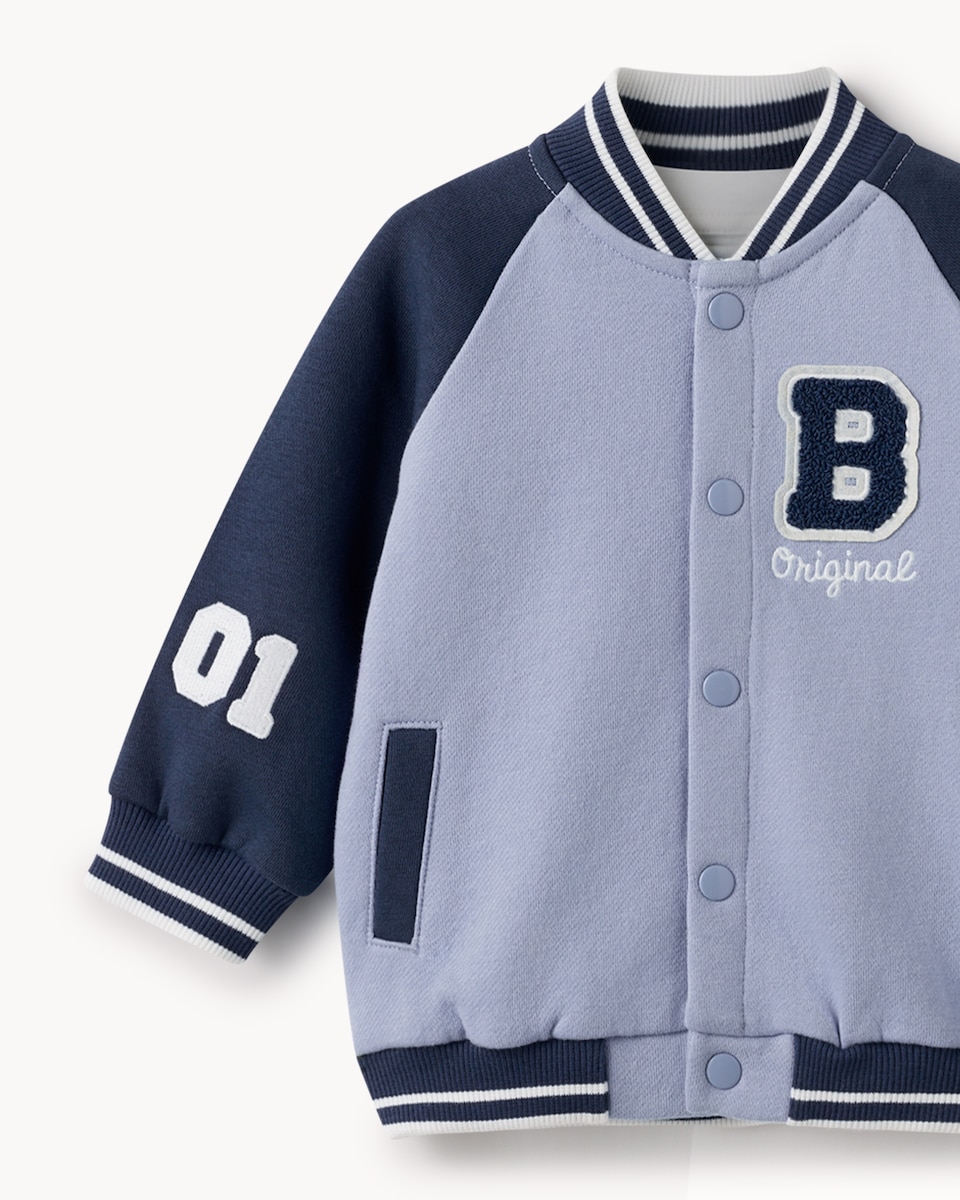 image 1 of F&F Baby 2-Piece Cotton Rich Varsity Set in Navy