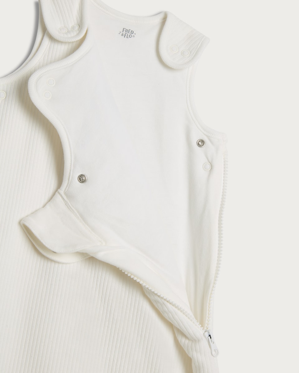 image 1 of F&F Baby Cotton Rich Ribbed My First Christmas 2.5 Tog Sleeping Bag in White