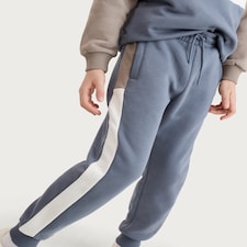 F&F Boys Cotton Rich Colour Block Drawstring Joggers in Blue