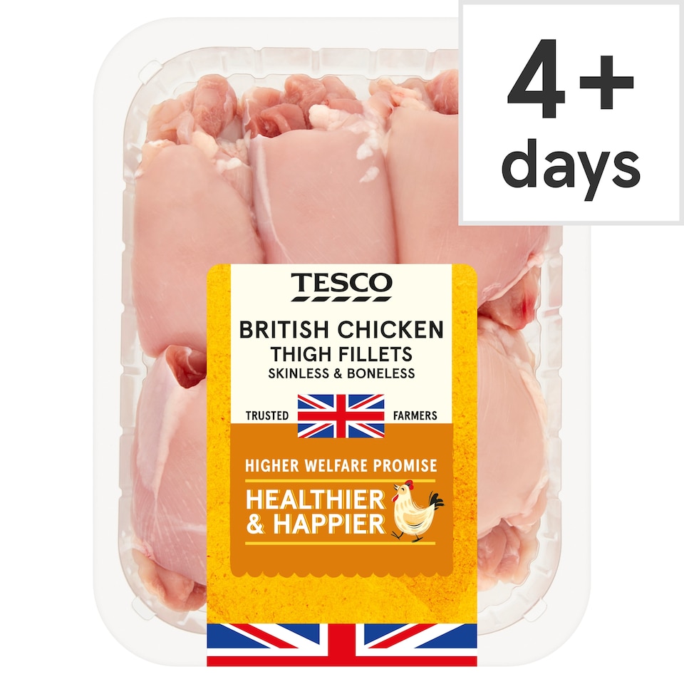 Tesco Chicken Thigh Fillets Skinless & Boneless 600G