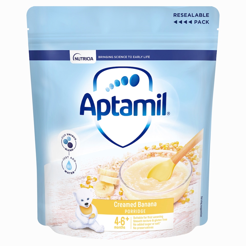 image 1 of Aptamil Creamed Banana Porridge Baby Cereal 4-6+ Months 125g