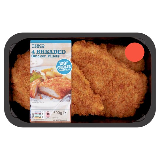 Tesco 4 Breaded Chicken Breast Fillets 600G Tesco Groceries
