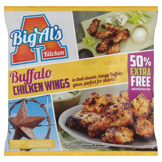 Big Al's Buffalo Chicken Wings 50 Extra Fill 450G Tesco Groceries