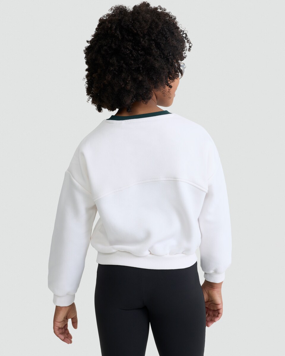 image 1 of F&F Girls Active Cotton Rich The Wellness Studio Slogan Sweatshirt in White