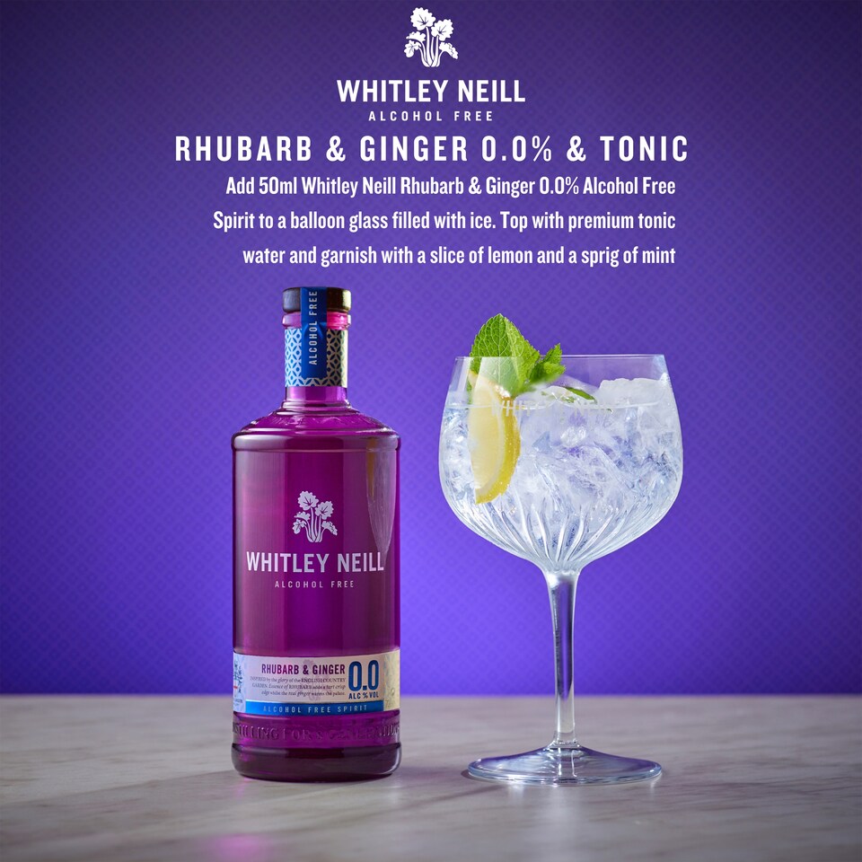 image 1 of Whitley Neill Rhubarb and Ginger Non alcoholic 0.0% Gin 70cl