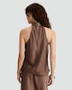 image 4 of The F&F Edit Satin High Cowl Neck Sleeveless Blouse in Brown