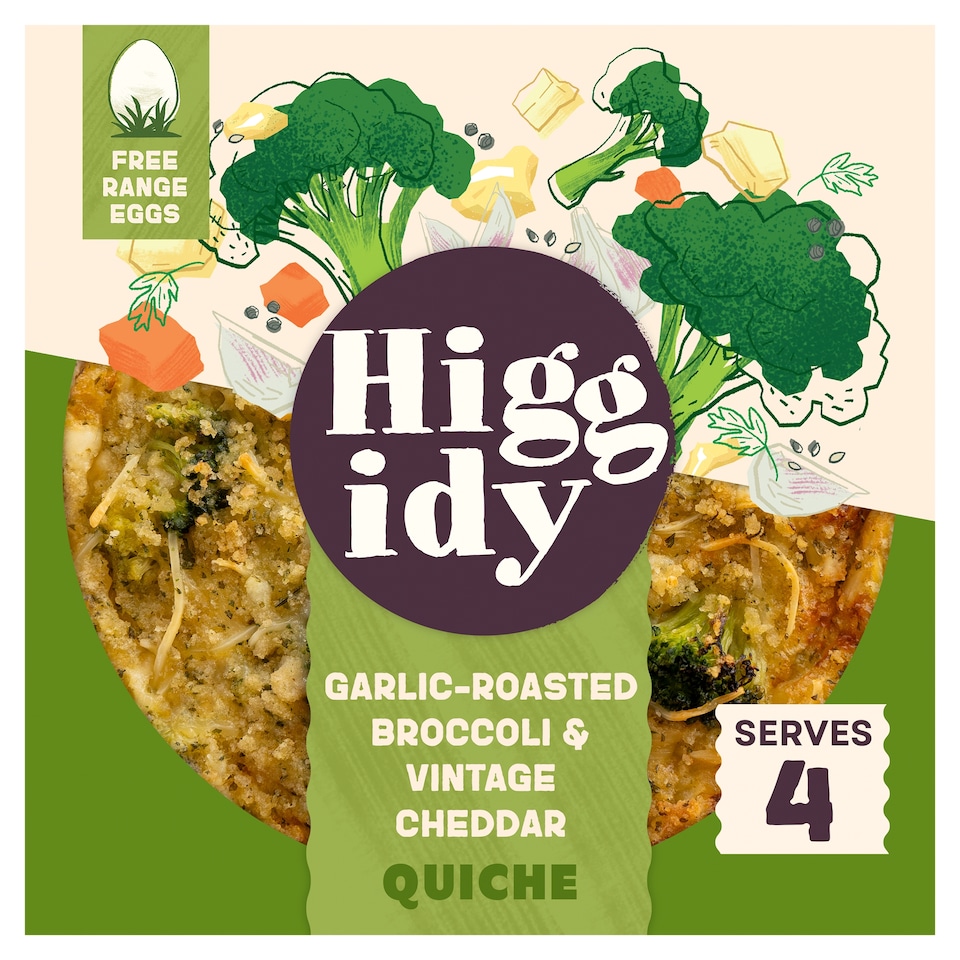Higgidy Garlic-Roasted Broccoli & Vintage Cheddar Quiche 400g