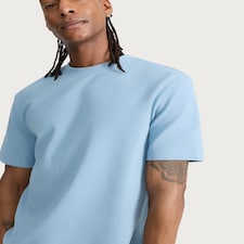 F&F Cotton Rich Textured Crew Neck T-Shirt in Blue