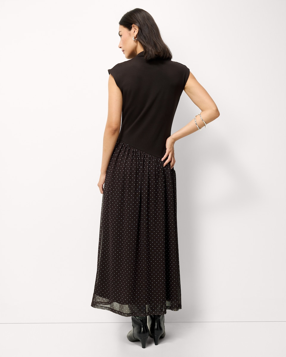image 1 of F&F Cotton Rich Polka Dot Midi Dress in Chocolate