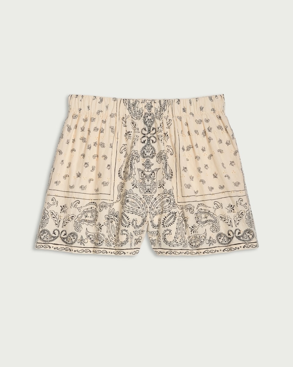 image 1 of F&F Pure Cotton Scarf Print Co-ord Shorts in Cream