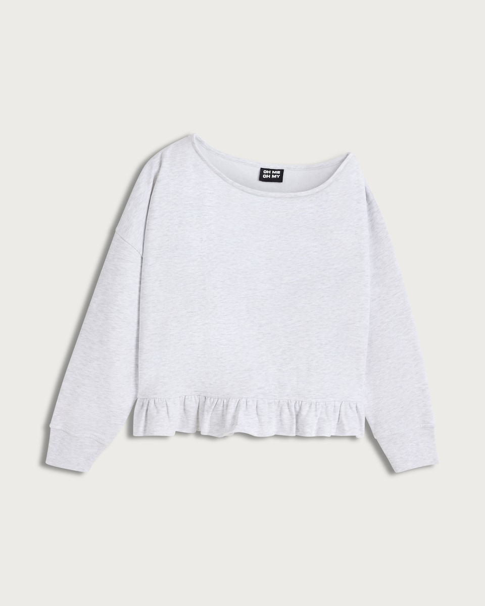 image 1 of OH ME OH MY Cotton Rich Ruffle Hem Co-ord Sweatshirt in Grey