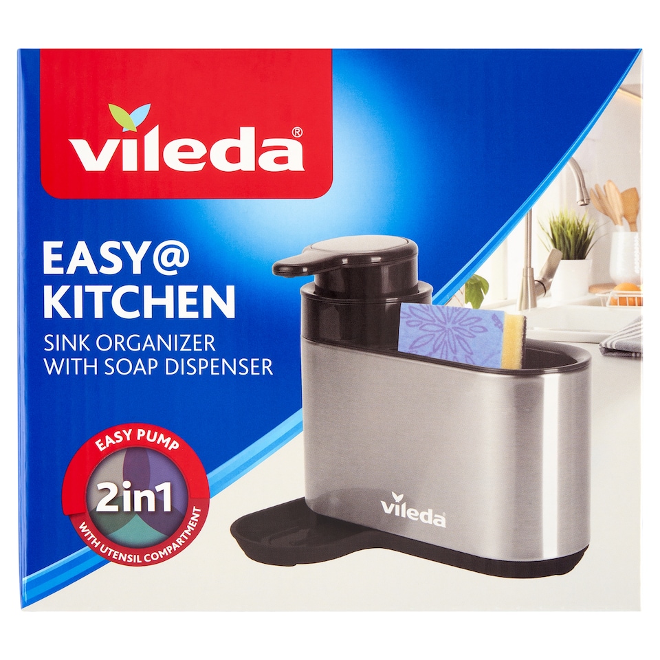 Obrázek 1 pro produkt Vileda Easy Kitchen organizér na mytí nádobí s dávkovačem mycího prostředku