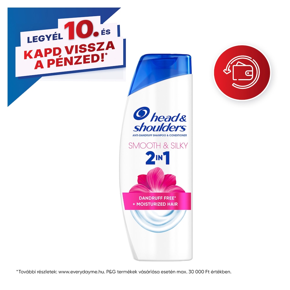 Head & Shoulders Smooth & Silky 2az1-ben korpa elleni sampon 330ml. Friss, tiszta érzet 1. kép
