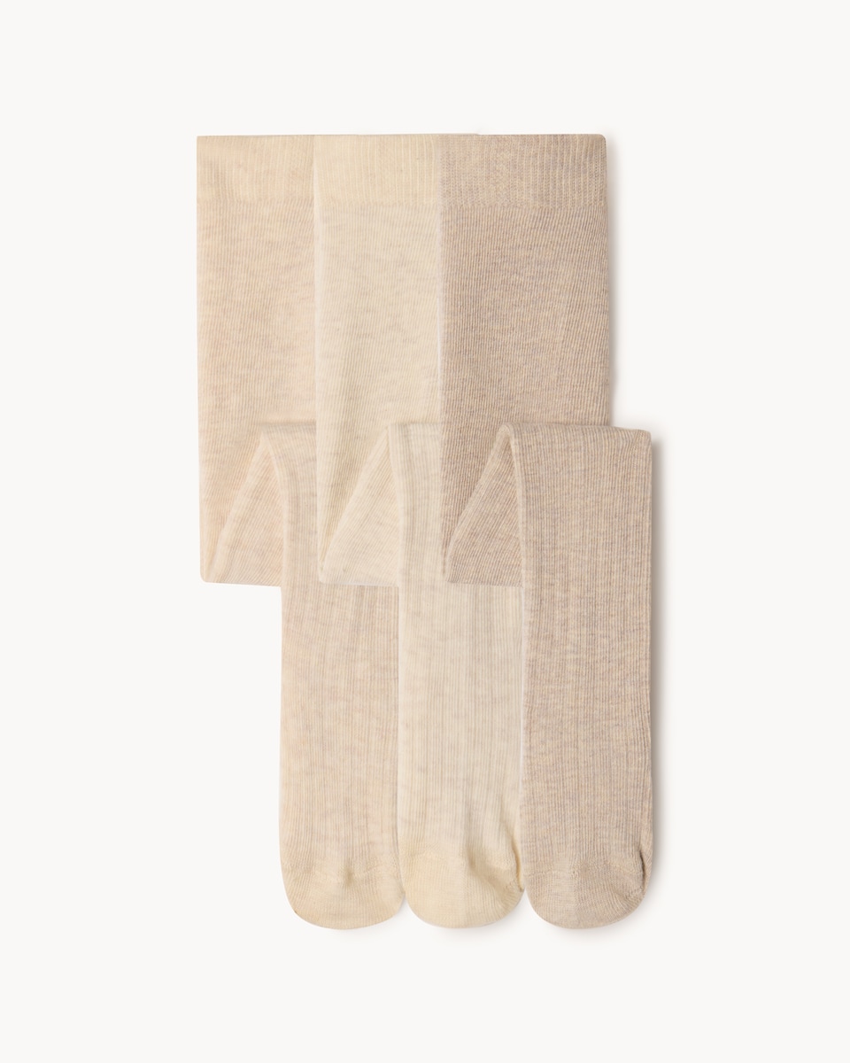 F&F Baby 3-Pack Ribbed Tights in Multi