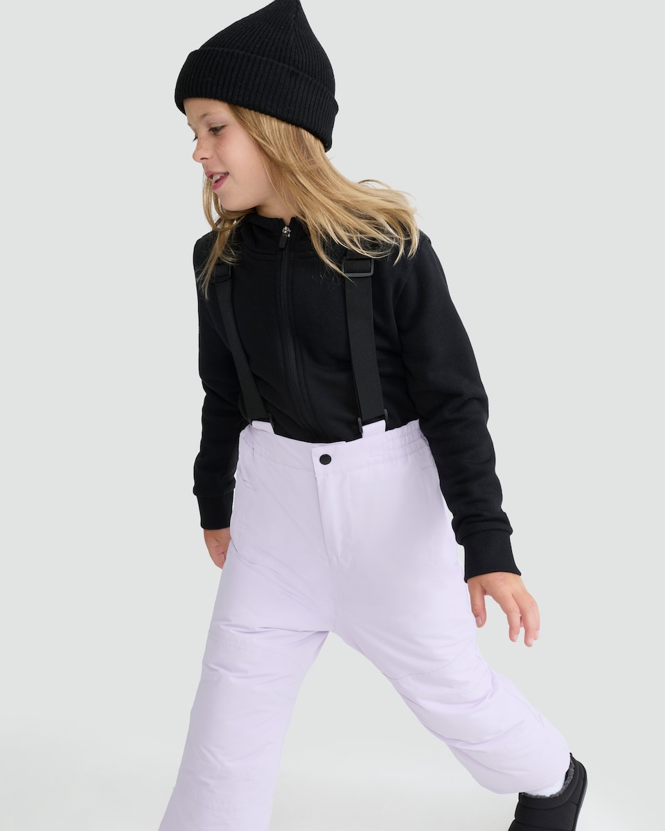 image 1 of F&F Girls Elasticated Strap Salopettes in Purple
