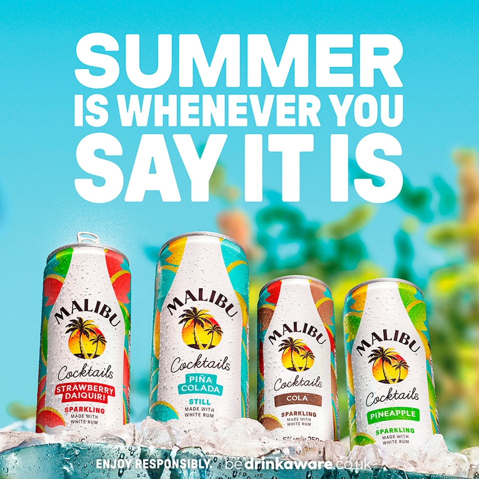 image 1 of Malibu Sparkling Strawberry Daiquiri Cocktail 250Ml