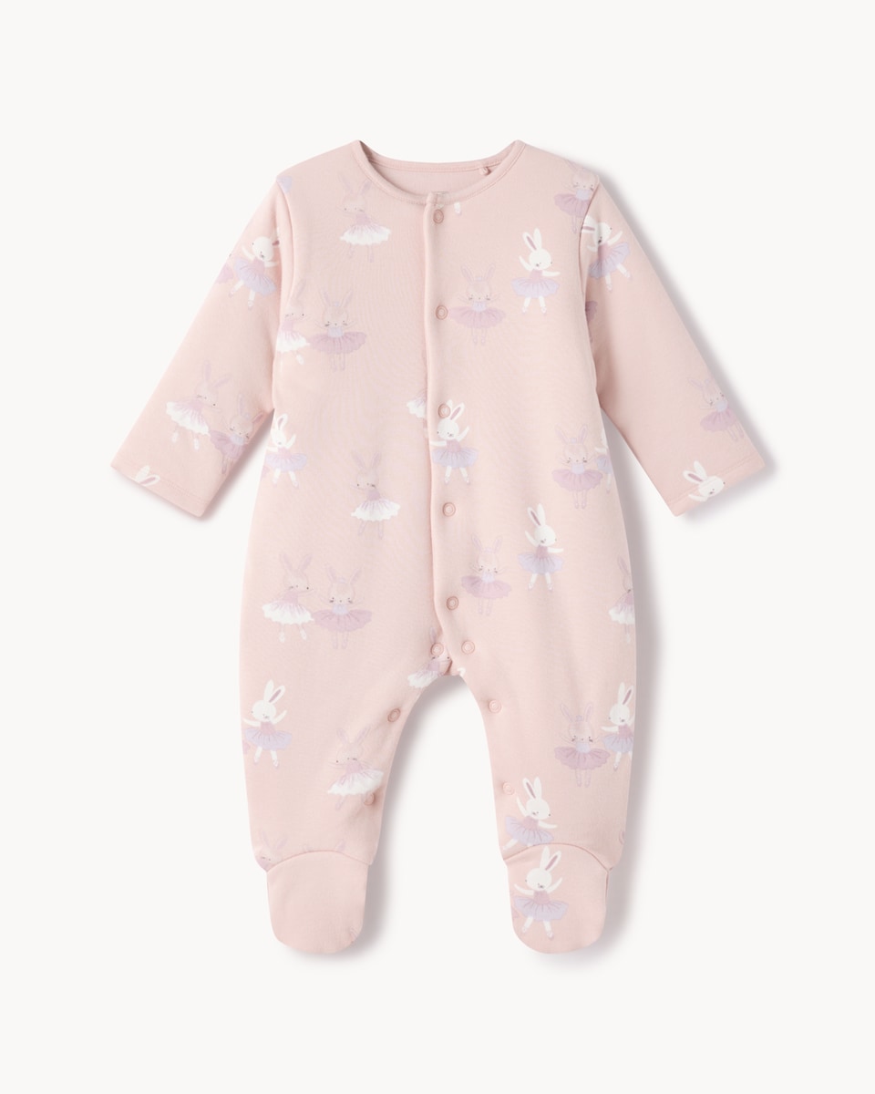 image 1 of F&F Baby Pure Cotton Ballet Bunny 2.5 Tog Sleepsuit in Pink