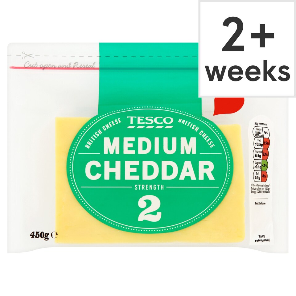 Tesco British Medium Cheddar Cheese 450 G