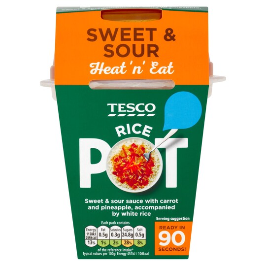 Tesco Sweet And Sour With Rice Dual Pot 250G Tesco Groceries