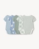 image 2 of F&F 5-Pack Pure Cotton Printed Short Sleeved Bodysuits in Blue