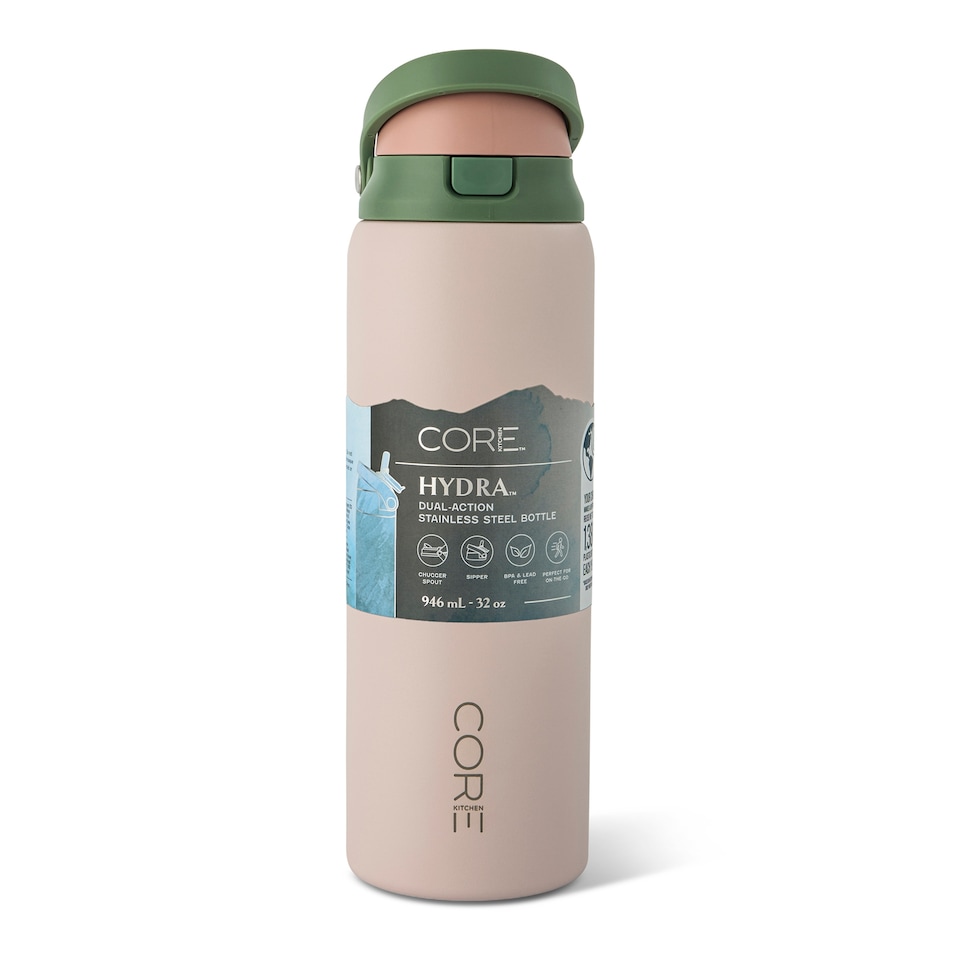 image 1 of Core Kitchen Pink Hydra Dual Function Water Bottle 946ml