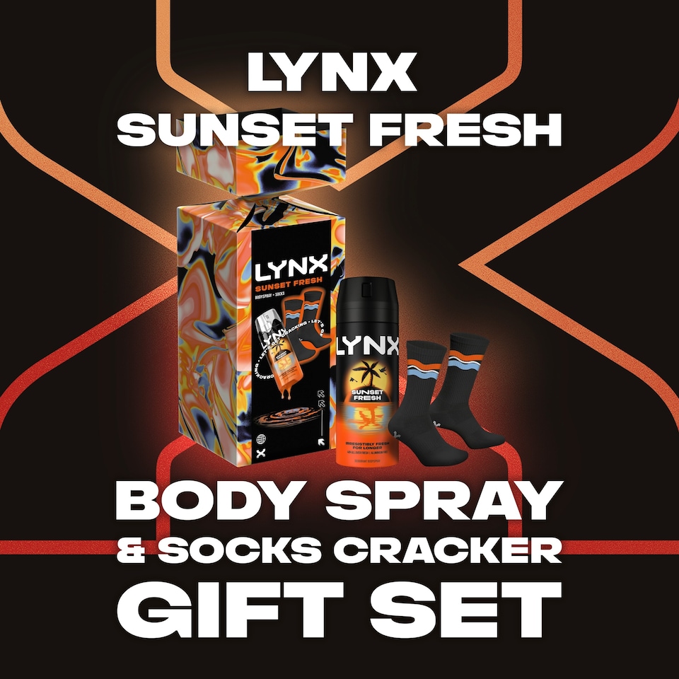 image 1 of Lynx Sunset Fresh Bodyspray & Socks Cracker Gift Set