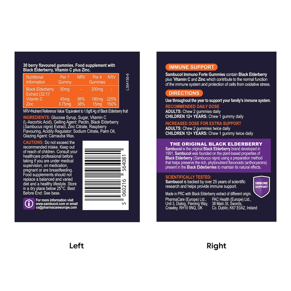 image 1 of Sambucol Black Elderberry Immuno Forte Gummies - Berry Flavour 30s