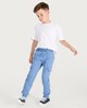image 2 of F&F Boys Cotton Rich Cuffed Drawstring Cargo Joggers in Blue
