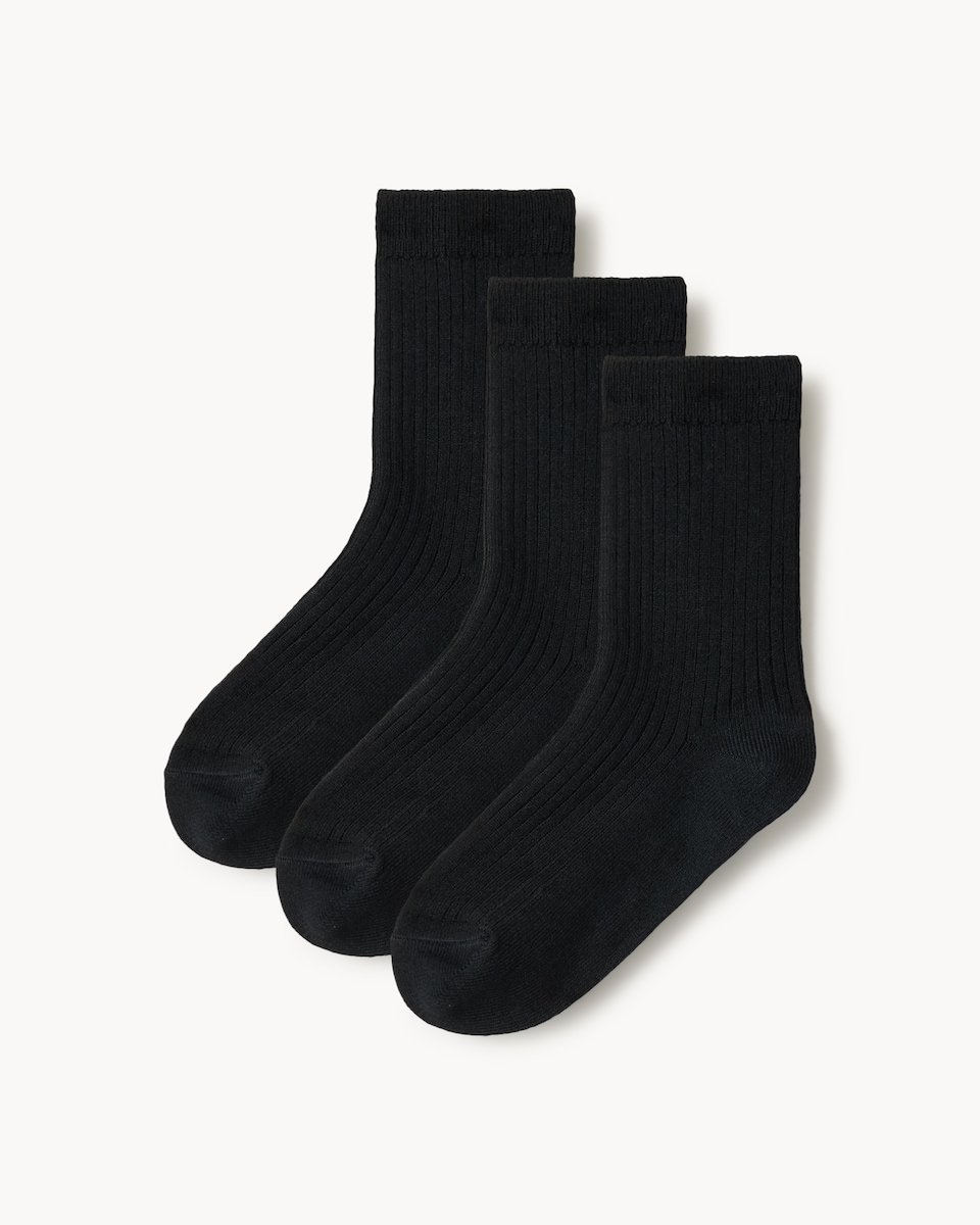F&F Boys 3-Pack WARMPLUS™ Medium Warmth Ankle Socks in Black